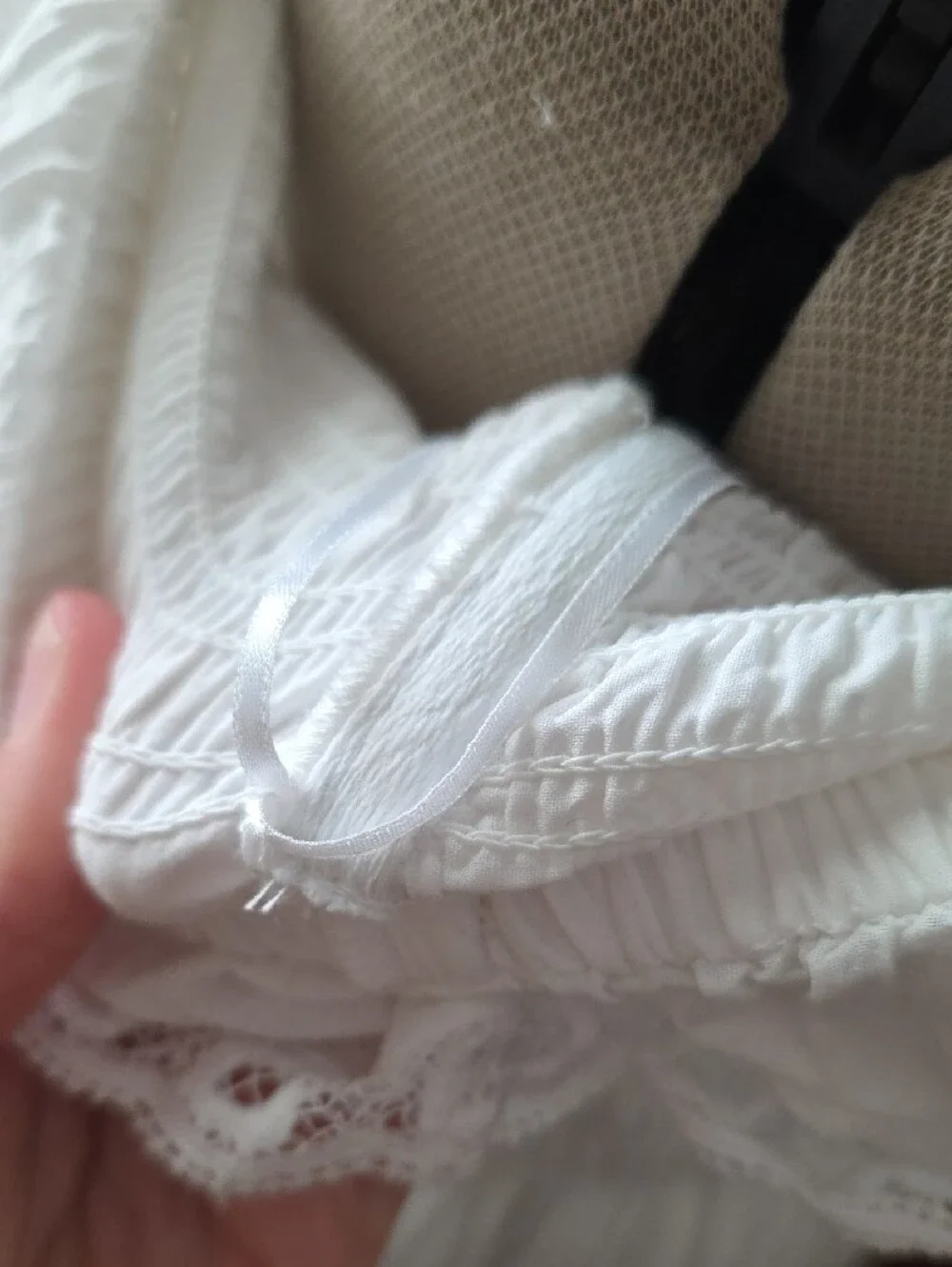 Abercrombie & Fitch White Tube Top Maxi Dress with Eyelet Ruffle Hem